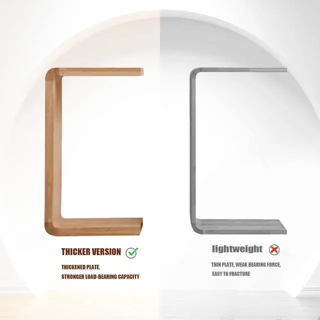 Alt view image 6 of 7 - Solid Wood End Table for Couch, C Shaped Mini Sofa Side Table for Small Narrow Spaces, Wooden Nightstand for Living Room Bedroom Laptop Work Desk, Bedside Table for Office Balcony (1, wood Large)