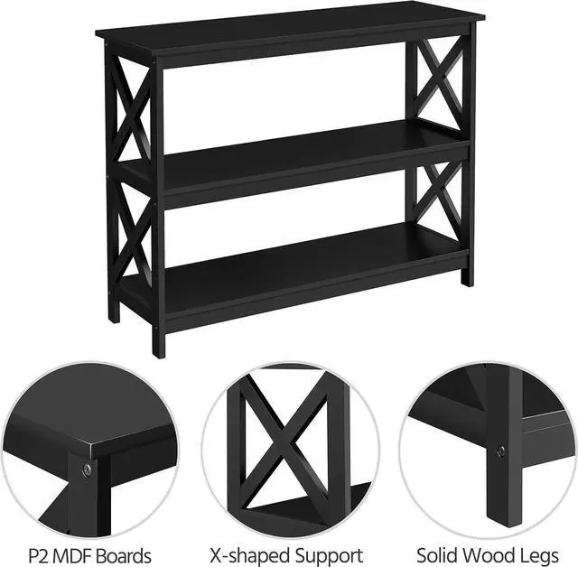 Alt view image 6 of 7 - Yaheetech Console Table with Storage Shelves, 3-Tier Entryway Table Sofa Side Table Narrow Long Bookshelf for Hallway Living Room, Accent Furniture, Black
