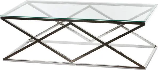 Main image of Cortesi Home Gwen Coffee Table, 47.25", Glass and Metal