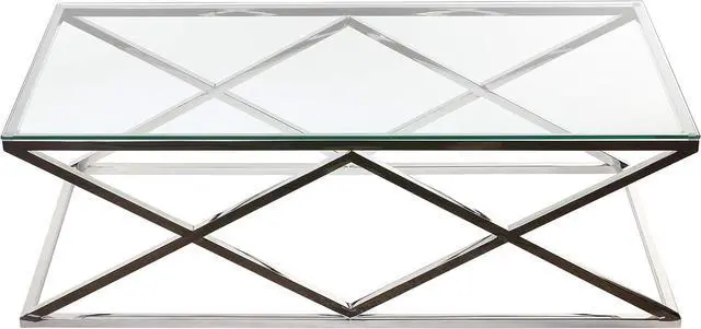 Alt view image 4 of 4 - Cortesi Home Gwen Coffee Table, 47.25", Glass and Metal