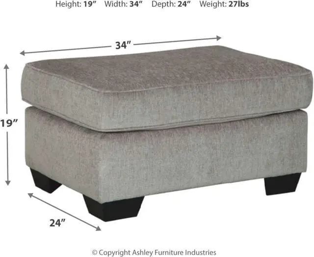 Alt view image 3 of 7 - Signature Design by Ashley Altari Modern Rectangular Accent Ottoman, Light Gray