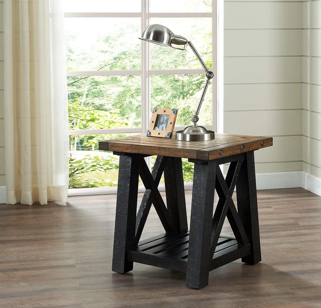 Alt view image 2 of 7 - Martin Svensson Home Bolton Solid Wood End Table, Black and Natural