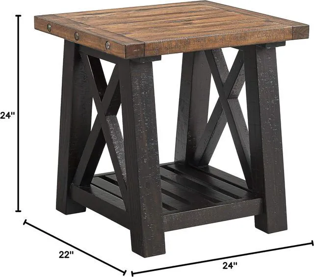 Alt view image 3 of 7 - Martin Svensson Home Bolton Solid Wood End Table, Black and Natural