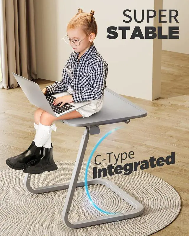 Alt view image 4 of 7 - SAIJI TV Tray Table - Heavy Duty Extra Large TV Tray, Upgraded TV Dinner Trays for Eating Snack Food, Tilt & Height Adjustable TV Tray Laptop Desk for Sofa & Bedside Small Table