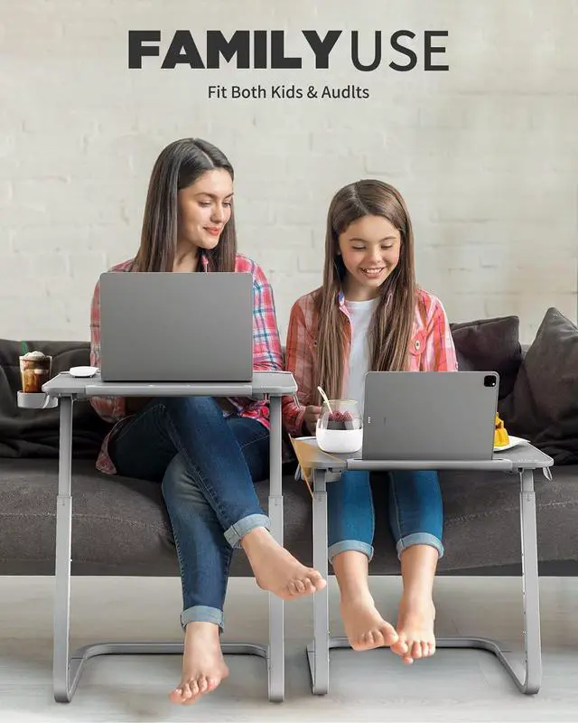 Alt view image 6 of 7 - SAIJI TV Tray Table - Heavy Duty Extra Large TV Tray, Upgraded TV Dinner Trays for Eating Snack Food, Tilt & Height Adjustable TV Tray Laptop Desk for Sofa & Bedside Small Table