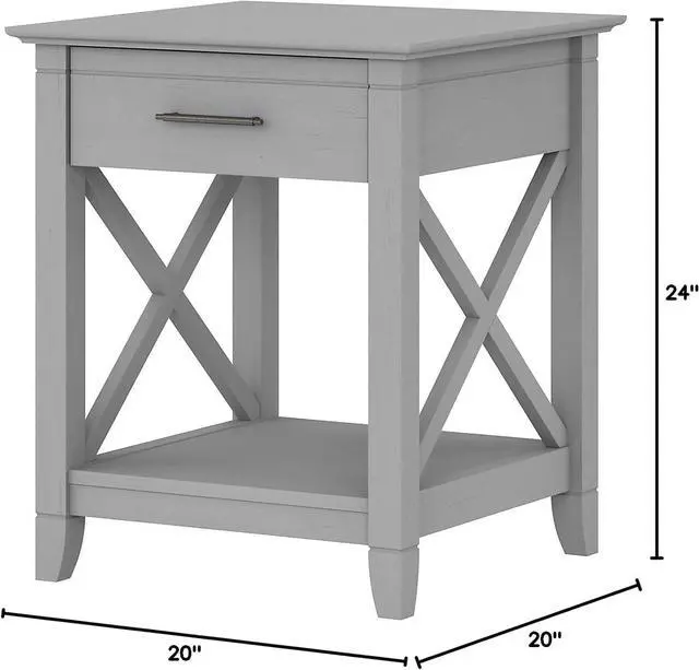 Alt view image 3 of 5 - Bush Furniture Key West Nightstand with Drawer, Gray and White