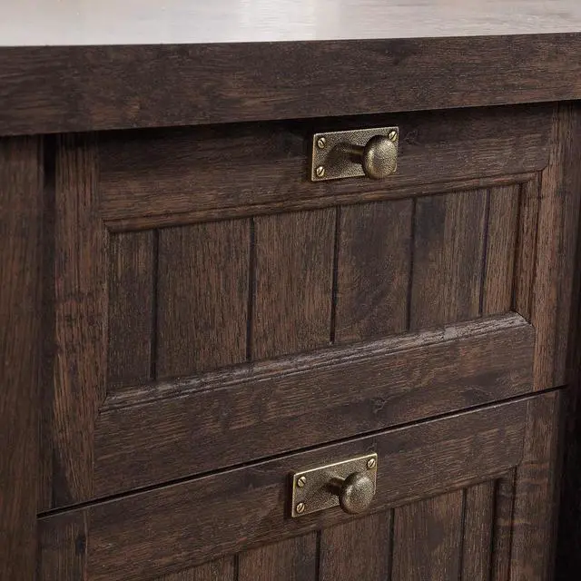 Alt view image 7 of 7 - Sauder Costa Office Desk with Drawers, Executive Desk with File Drawer Storage, in Coffee Oak