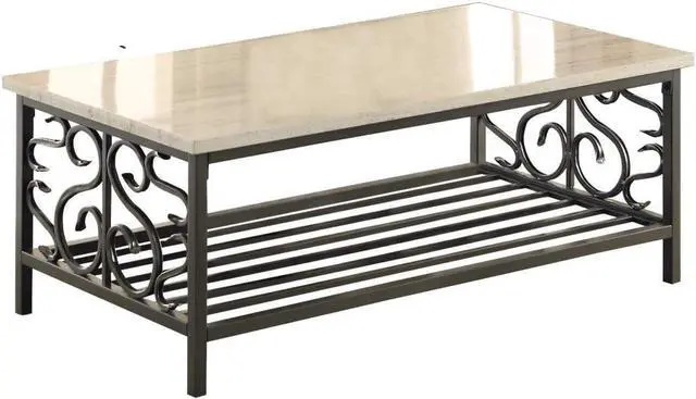 Alt view image 2 of 4 - Homelegance 3580-31 Fairhope 3-Piece Faux Marble Occasional Table Set, White