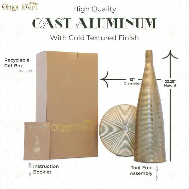 Alt view image 3 of 7 - OBJET D'ART Small Round Gold End Tables, Luxor, 23'' Height, Vintage Metal Accent, Side, Pedestal, Coctail and Drink Tables for Living Room and Small Spaces