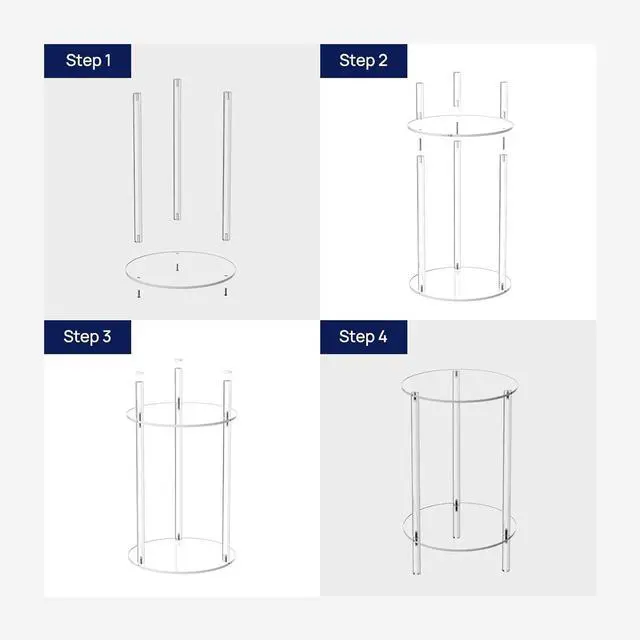 Alt view image 5 of 7 - HMYHUM Acrylic Round Side Table Set of 2, 11.8" L x 11.8" W x 20.2" H, Clear Small End Table for Small Spaces, 2-Tier Nightstand/Bedside Table for Living Room, Bedroom, Modern