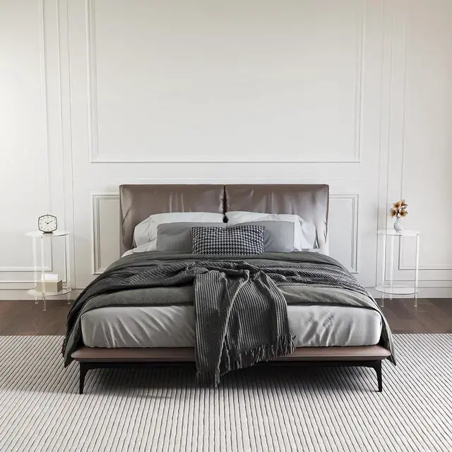 Alt view image 6 of 7 - HMYHUM Acrylic Round Side Table Set of 2, 11.8" L x 11.8" W x 20.2" H, Clear Small End Table for Small Spaces, 2-Tier Nightstand/Bedside Table for Living Room, Bedroom, Modern