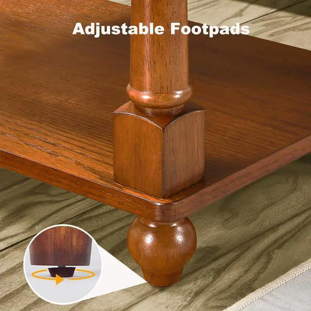 Alt view image 5 of 7 - Narrow End Table with Drawer and Shelf, Solid Wood Sofa Side Table 2-Tier Skinny Table with Storage Slim Bedside Table for Small Spaces Living Room-Cherry Brown BBJ-004-DR