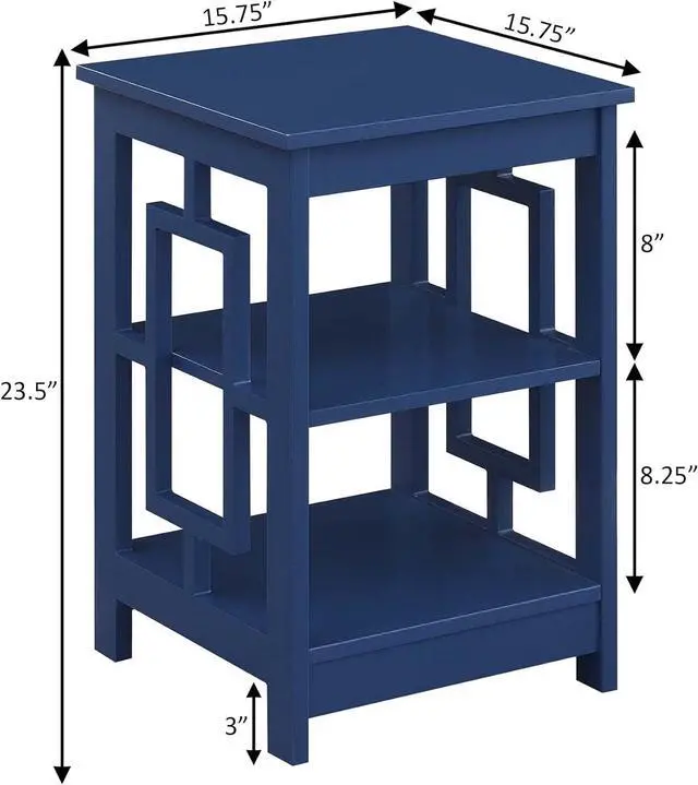 Alt view image 3 of 7 - Convenience Concepts Town Square End Table with Shelves, Cobalt Blue
