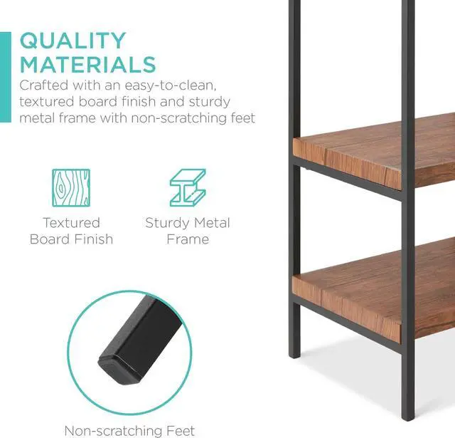 Alt view image 6 of 7 - Best Choice Products Large Console Table, 4-Tier 55in Rustic, Industrial Sofa Table Storage for Living Room, Entryway, Foyer, Hallway w/EVA Non-Scratch Feet, Steel Frame - Brown