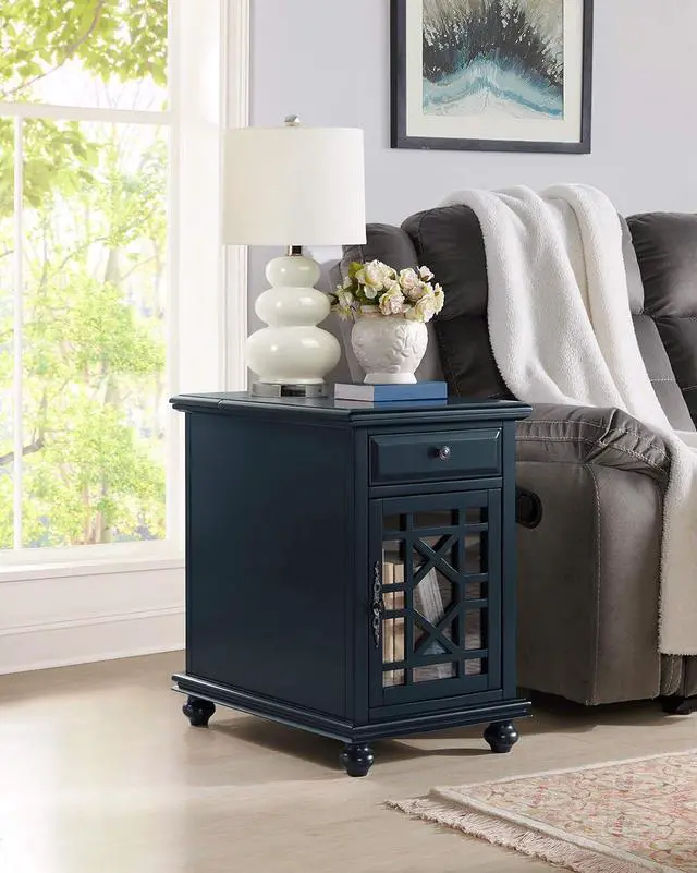 Alt view image 2 of 7 - Martin Svensson Home Elegant Chairside End Table with Power, Catalina Blue