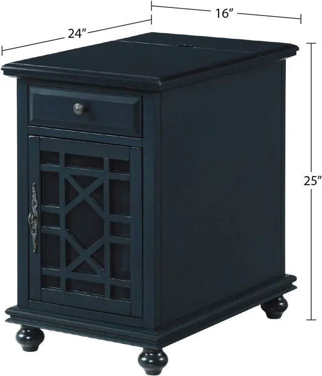 Alt view image 3 of 7 - Martin Svensson Home Elegant Chairside End Table with Power, Catalina Blue