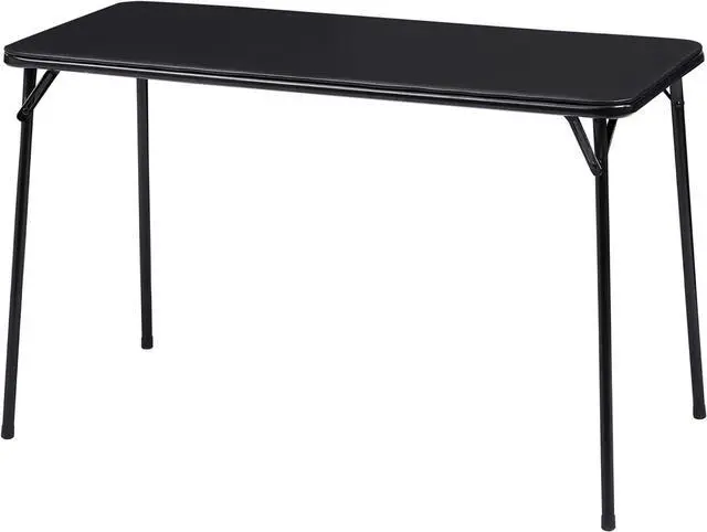 Main image of VECELO Folding Table Desk 47 with Collapsible Legs & Vinyl Upholstery, No Assembly Needed, Metal, Black