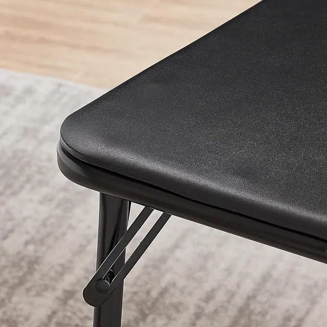 Alt view image 4 of 7 - VECELO Folding Table Desk 47 with Collapsible Legs & Vinyl Upholstery, No Assembly Needed, Metal, Black