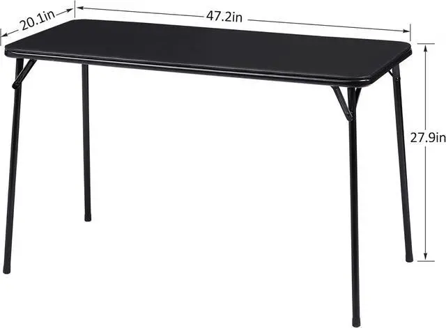 Alt view image 3 of 7 - VECELO Folding Table Desk 47 with Collapsible Legs & Vinyl Upholstery, No Assembly Needed, Metal, Black