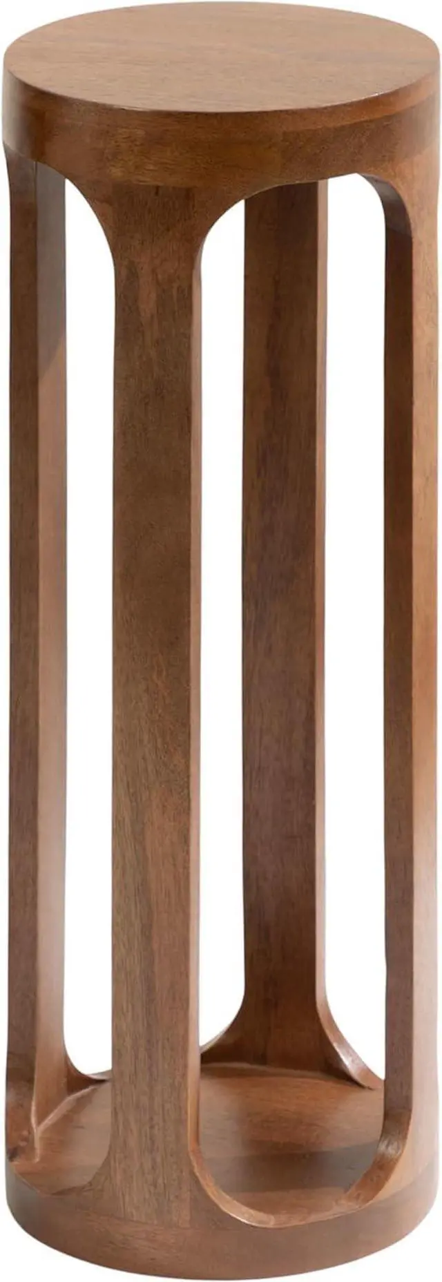 Main image of Kate and Laurel Dahl Wooden Round Drink Table; 8 x 23; Walnut Brown; Mid-Century Modern Circle Wood Accent Pedestal Table for Living Room Plant Stand or Small Bedroom Nightstand