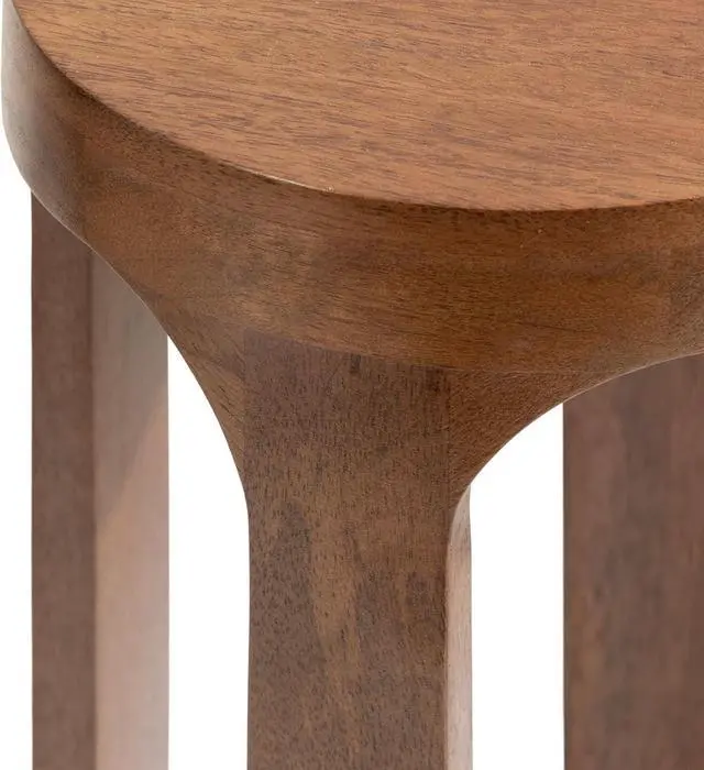 Alt view image 7 of 7 - Kate and Laurel Dahl Wooden Round Drink Table; 8 x 23; Walnut Brown; Mid-Century Modern Circle Wood Accent Pedestal Table for Living Room Plant Stand or Small Bedroom Nightstand