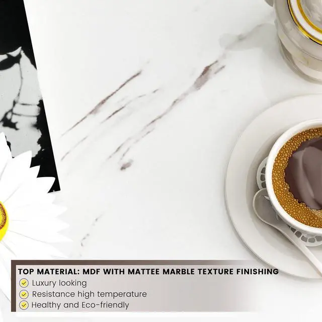 Alt view image 7 of 7 - Hooseng Coffee Table, Black Base for Living Room-Faux Marble Rectangle Tabletop, 2 Layers, 39.4''L 20''W 18''D