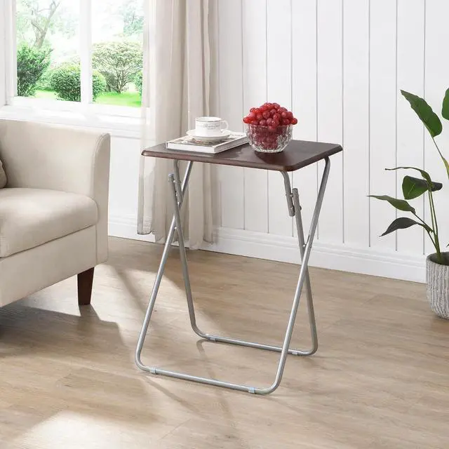 Alt view image 2 of 7 - eHemco Folding TV Tray Tables for Eating, 19 by 15 by 26 Inches, Coffee, Set of 2