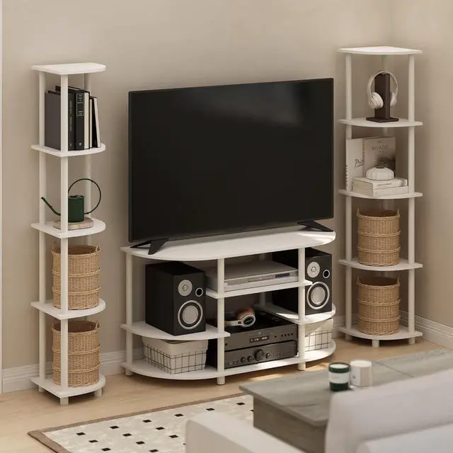 Alt view image 3 of 6 - Furinno Jaya TV Entertainment Center, White/White