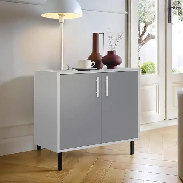 Main image of EconoHome Wood Buffet Cabinet with Storage, Grey Wood Sideboard Cabinet with 2 Doors, Credenza for Living Room, Office, Kitchen, Dining Room, Bedroom, as a TV Stand or Cupboard Console Table