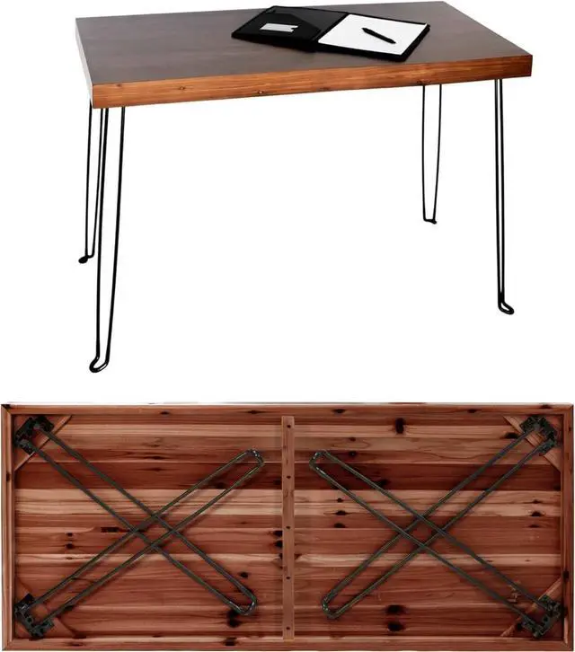 Main image of Sleekform Wooden Folding Desk - Small Folding Table Portable with Collapsible Hairpin Legs - Wood Foldable Desks for Small Spaces - Space Saving Portable Computer Desk - Walnut