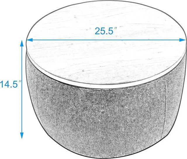 Alt view image 2 of 7 - Round Storage Ottoman Coffee Table, Footstool, Side Table End Table for Living Room (Navy Blue)