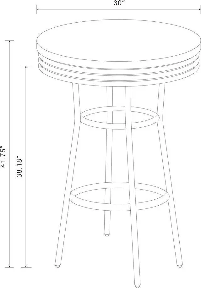 Alt view image 3 of 5 - Coaster Home Furnishings Retro 1950s Soda Fountain Diner Pub Height Game Room Bar Table White Laminate Top Sturdy Steel Chrome Base 2300
