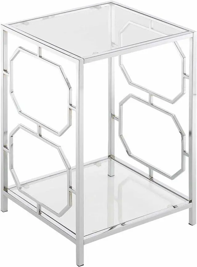 Main image of Convenience Concepts Omega Chrome End Table, Clear Glass / Chrome Frame