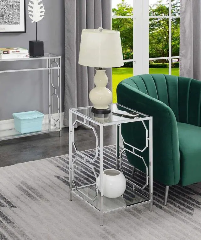 Alt view image 2 of 5 - Convenience Concepts Omega Chrome End Table, Clear Glass / Chrome Frame