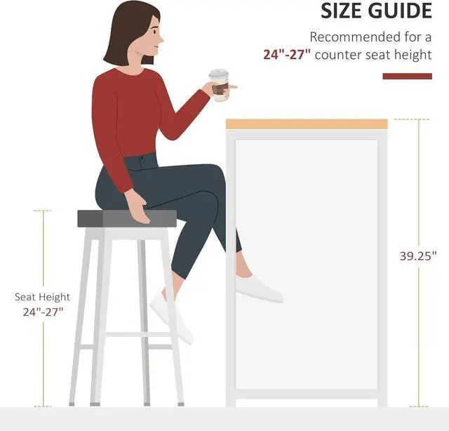 Alt view image 3 of 7 - HOMCOM Modern Bar Table Counter Height Dining Table with 3 Storage Shelves for Kitchen, Dining Room, Living Room, White
