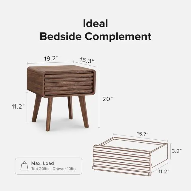 Alt view image 2 of 7 - mopio Ensley Nightstand, Side Table, End Table, Mid Century Modern Nightstand with Drawer, Bedside Tables, Small Nightstands with Storage, for Living Room, Bedroom (Single)