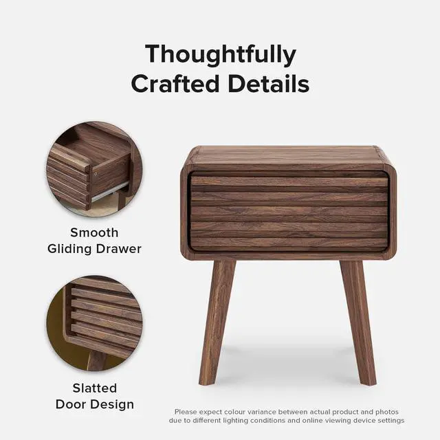 Alt view image 4 of 7 - mopio Ensley Nightstand, Side Table, End Table, Mid Century Modern Nightstand with Drawer, Bedside Tables, Small Nightstands with Storage, for Living Room, Bedroom (Single)