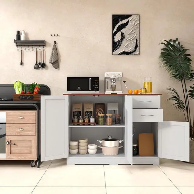 Kitchen Sideboard Cabinet, Buffet Table With Storage, Coffee Bar Console Table With Adjustable Shelf, Credenza For Living Room, Dining Room Buffet