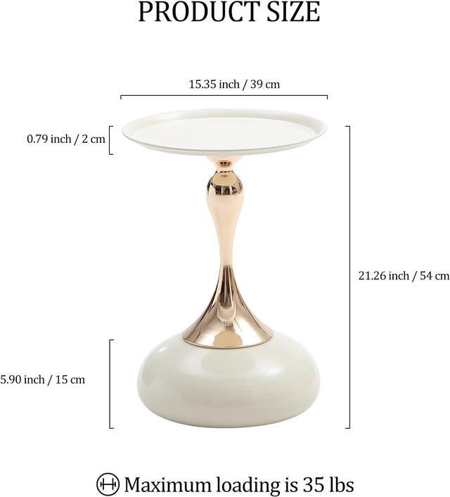 Alt view image 3 of 7 - White Pedestal Side Table for Small Spaces, Metal Round Unique End Tables Living Room Modern Corner Accent Table, Martini Table Small Drink Table for Couch, Sofa, Recliner