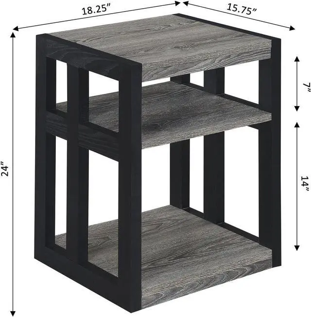 Alt view image 6 of 6 - Convenience Concepts Monterey End Table with Shelves, Weathered Gray/Black