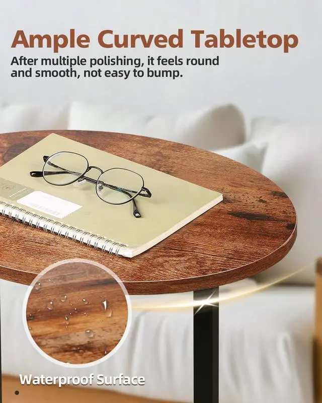 Alt view image 5 of 7 - Eufrozy Small Side Table for Small Spaces, 24 inch Wooden Round End Table with Fabric Basket, Wood Accent Table for Couch Sofa Drink Sidetable Living Room Bedroom Rustic