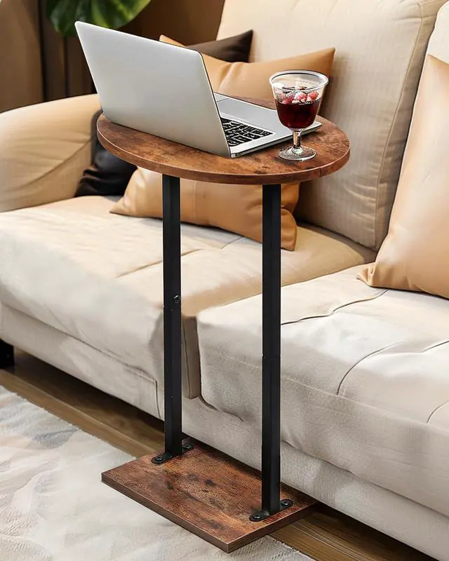 Alt view image 6 of 7 - Eufrozy Small Side Table for Small Spaces, 24 inch Wooden Round End Table with Fabric Basket, Wood Accent Table for Couch Sofa Drink Sidetable Living Room Bedroom Rustic