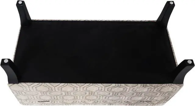 Alt view image 7 of 7 - Joveco 32 Inch Storage Ottoman Bench in Upholstered Linen Fabric, Rectangular Entryway Bench with Wooden Legs, Coffee Tables Footstool Footrest for Living Room Bedroom End of Bed (Lozenge Pattern)