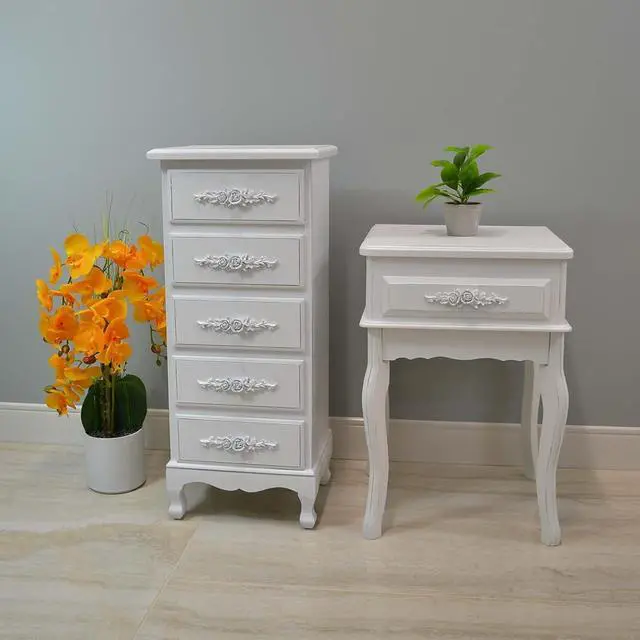 Alt view image 7 of 7 - Westcharm Small White Vintage Nightstand | Queen Anne End Table | Wood Antique Shabby Chic Side Table | Small Wooden Victorian Bedside Table | Accent Table for Kids Room