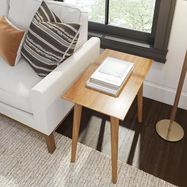 Alt view image 7 of 7 - Plank+Beam Mid Century Modern Rectangular Side Table, End Table for Living Room, Wooden Bedside Table, Small End Table for Office Space, Pecan