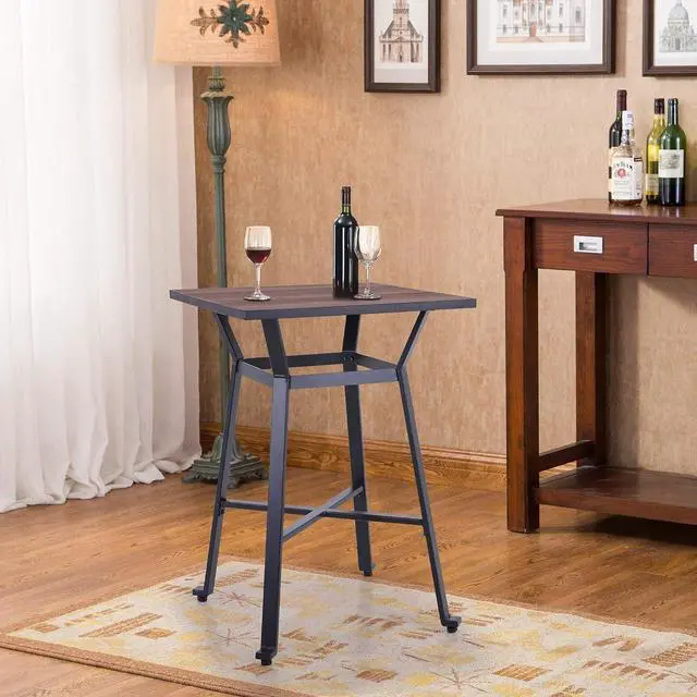 Alt view image 3 of 7 - Sophia & William Bar Table Square Pub Table Wood Top Bar Height 29.5" Wine Table Dining Table for Kitchen Pub Bistro Cafe Restaurant Patio Porch