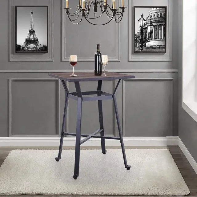 Alt view image 4 of 7 - Sophia & William Bar Table Square Pub Table Wood Top Bar Height 29.5" Wine Table Dining Table for Kitchen Pub Bistro Cafe Restaurant Patio Porch
