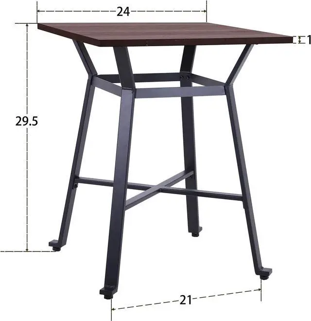 Alt view image 2 of 7 - Sophia & William Bar Table Square Pub Table Wood Top Bar Height 29.5" Wine Table Dining Table for Kitchen Pub Bistro Cafe Restaurant Patio Porch