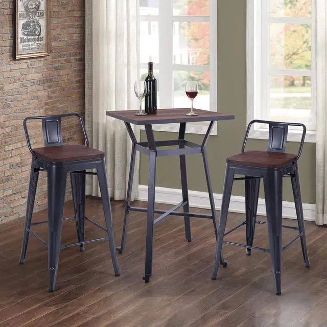 Alt view image 6 of 7 - Sophia & William Bar Table Square Pub Table Wood Top Bar Height 29.5" Wine Table Dining Table for Kitchen Pub Bistro Cafe Restaurant Patio Porch