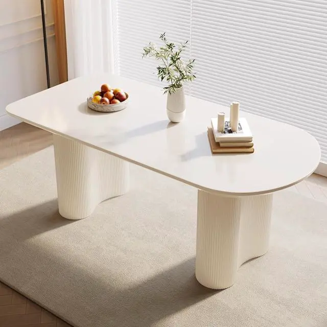 Main image of 62.9" Single Kitchen & Dining Table for Dinner Room,Long Console Table for 4-8 People,Center Table,Sturdy Leisure Coffee Table Living Room Desk?Cream White